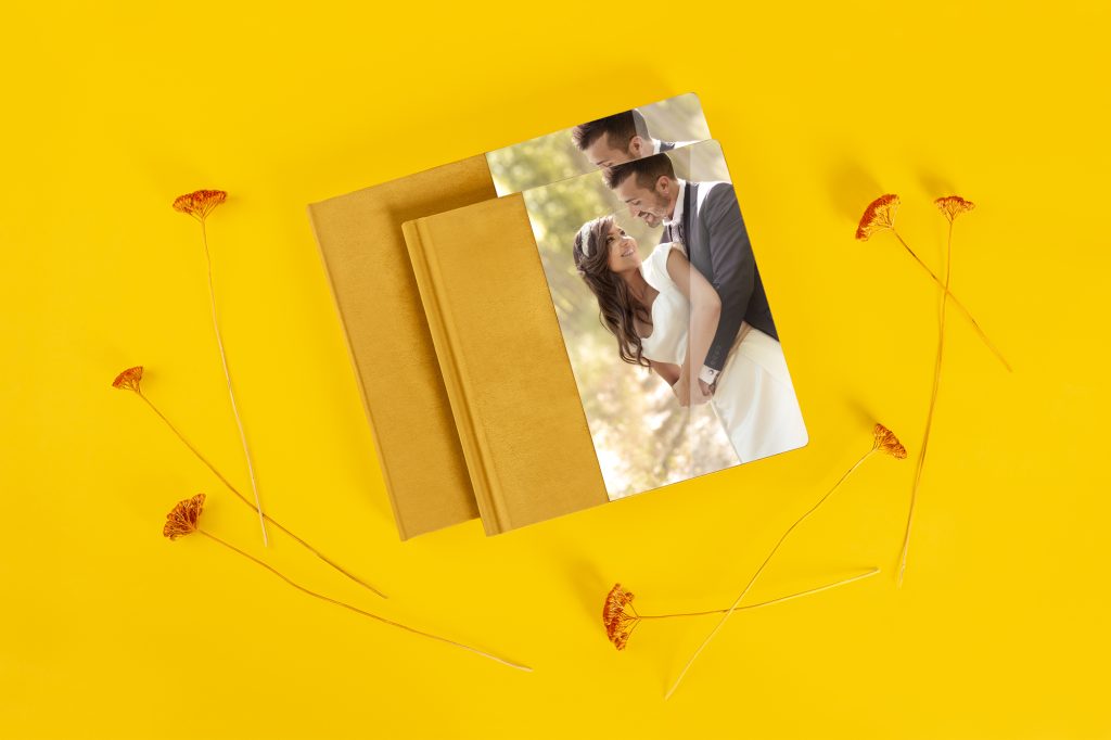 album ślubny Warszawa – fotoalbum nPhoto w musztardowej oprawie